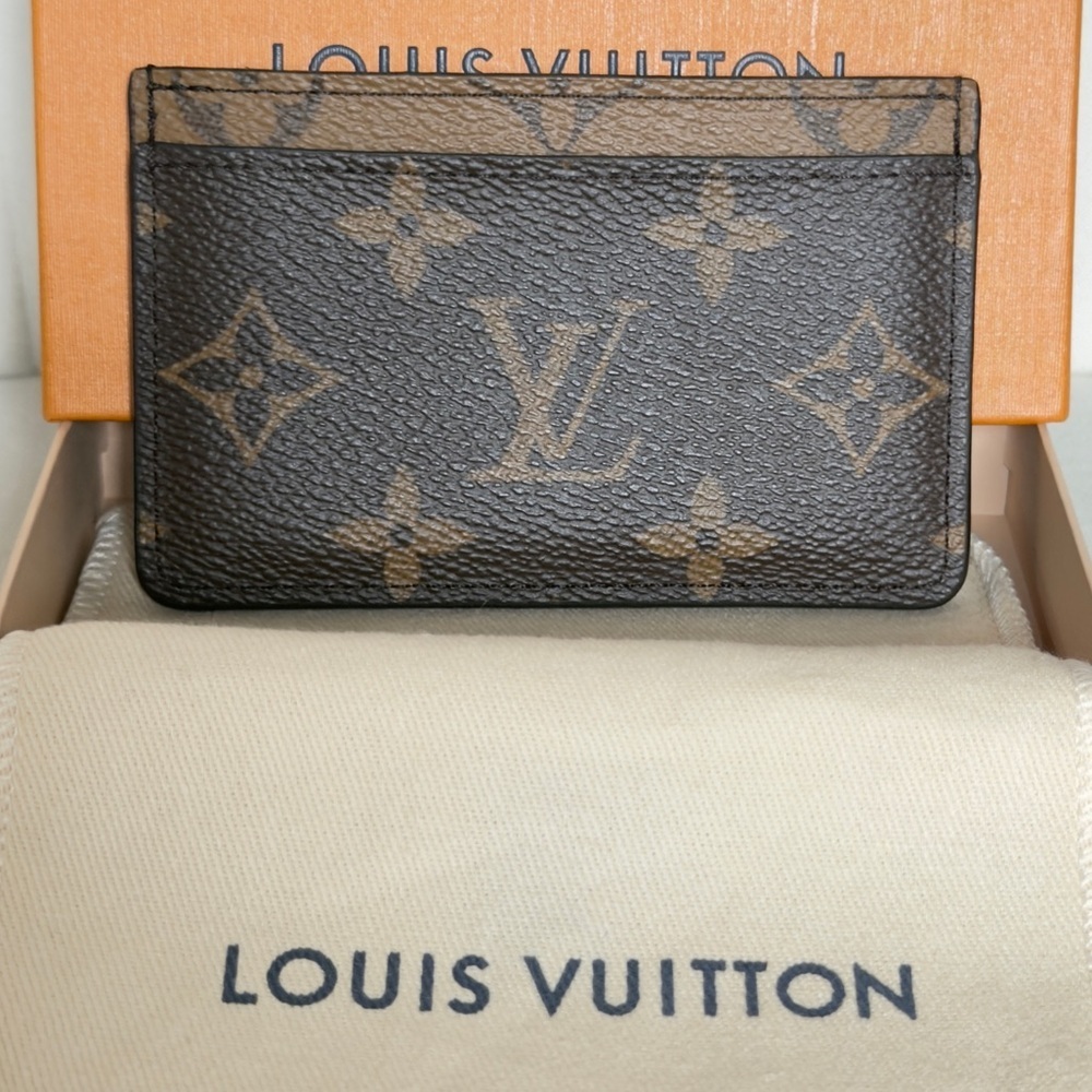Louis Vuitton Logo Monogram Reverse Print Card Wallet Holder RFID CHIP Plus COA - Picture 3 of 9